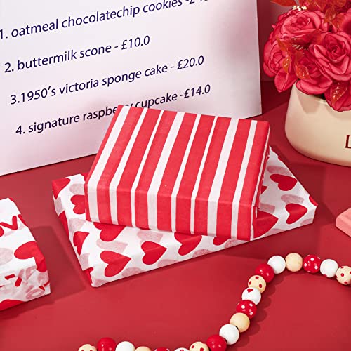 Whaline 90 Sheets Valentine's Day Tissue Paper Red Hearts Love Dots Gift Wrapping Paper Watercolor Sweet Love Decorative Art Paper for Wedding Anniversary Birthday DIY Crafts Gifts Decor Supplies