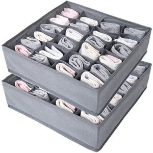 famalahee 2set underwear organizer bra ties sock drawer divider panty belts clothes scarves clothing foldable storage organizer for bedroom grey (24 cell grey)