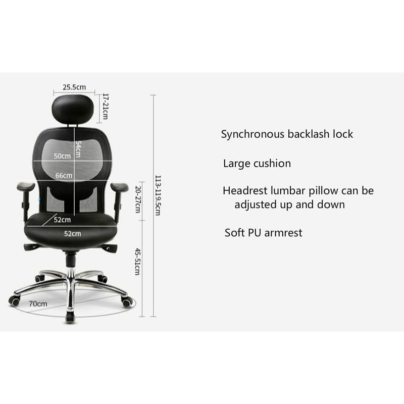 SEASD Ergonomic Computer Chair Home Swivel Chair Boss Seat Thicken Cushion Comfortable Reclinable Office Chair Sync Back Function