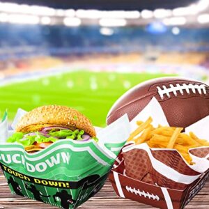 100 Pieces Football Py Supplies Football Food Paper Trays Serving Disposable and Football Deli Sheets Rugby Football Grease Resistant Liner for Football Game Day Birthday Tailgate Party Supplies