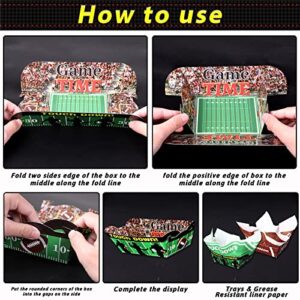 100 Pieces Football Py Supplies Football Food Paper Trays Serving Disposable and Football Deli Sheets Rugby Football Grease Resistant Liner for Football Game Day Birthday Tailgate Party Supplies