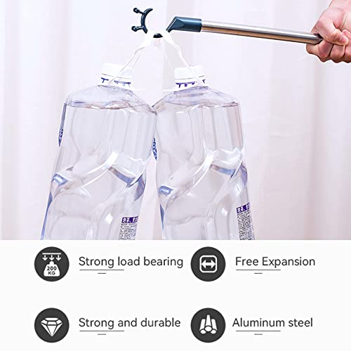 Retractable Long Pole with Hook Telescoping Closet Pole 33"-56" Adjustable Christmas Light Reaching Pole Extendable Reach Stick Clothing Hanger Pole for High Area, Shelf, Closet Top (Blue)