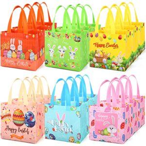 stypop easter gift bags 18 pack reusable easter basket for kids non-woven easter bags with handles personalized treat bags easter bunny egg gnome party bags for egg hunt games easter candy bags