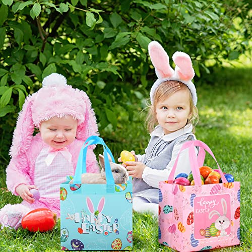 STYPOP Easter Gift Bags 18 Pack Reusable Easter Basket for Kids Non-woven Easter Bags with Handles Personalized Treat Bags Easter Bunny Egg Gnome Party Bags for Egg Hunt Games Easter Candy Bags