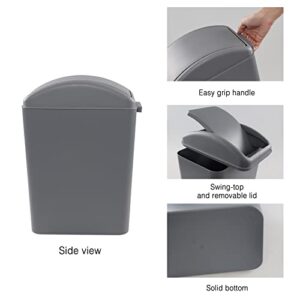 Wekioger 4.2 Gallon/16 Liter Swing-top Lid Garbage Can, Grey Plastic Kitchen Trash Bin, 1 Pack