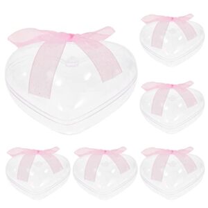 aboofan 6pcs transparent heart-shaped boxes food grade plastic boxes wedding party gift boxes fillable heart shaped clear container birthday present and candy packing boxes 10cm pink