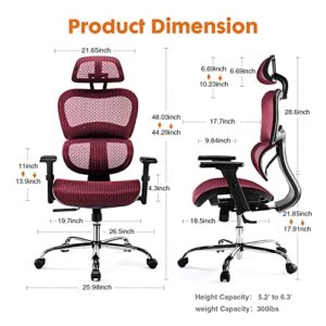 Ergonomic Office Chair,Large High Back Office Chairs Ergo3D Rolling Desk Chair with 4D Adjustable Armrest,3D Lumbar Support,Adjustable Headrest,Breathable Mesh Computer Gaming Executive Swivel Chairs