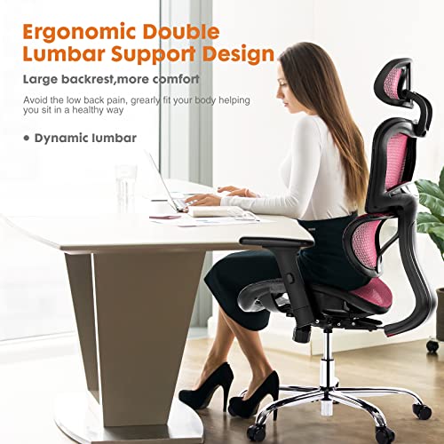 Ergonomic Office Chair,Large High Back Office Chairs Ergo3D Rolling Desk Chair with 4D Adjustable Armrest,3D Lumbar Support,Adjustable Headrest,Breathable Mesh Computer Gaming Executive Swivel Chairs