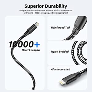 MFi Certified iPhone Charger Lightning Cable 3 Pack 10ft Nylon Braided Cable iPhone Charger Fast Charging Cord Compatible with iPhone 14 13 12 11 Pro Max XR XS X 8 7 6 Plus SE and More