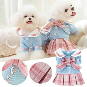 Small Dog Sweater Girl Autumn and Winter Dog College Wind Student Traction Skirt Cat Sweater Skirt Warm Sweater Pet Clothes Warm Pet Vest Dress Princess Dress Dog Jacket for Large Dogs Female