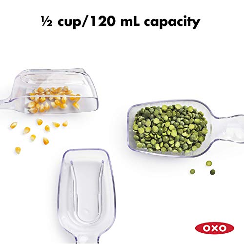 OXO Good Grips POP Container Accessories 3-Piece Scoop Set & Good Grips POP Container - Airtight Food Storage - 1.1 Qt for Brown Sugar and More,Transparent