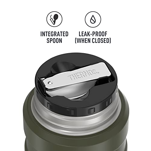 THERMOS Stainless King Vacuum-Insulated Food Jar with Spoon, 16 Ounce, Army Green & Stainless King Vacuum-Insulated Food Jar, 24 Ounce, Midnight Blue