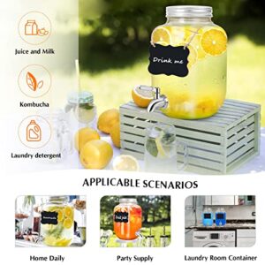Drink Dispensers for Parties,2 Pack 1 Gallon Beverage Dispenser with Leak-Proof Stainless Steel Spigot plus Ice Cylinder and Fruit Infuser,Mason Jar Glass Drink Dispenser for Water Sangria Lemonade