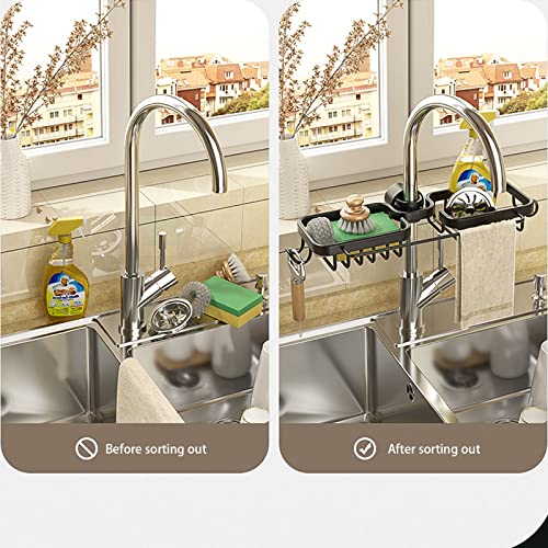 Barvita Sink Caddy Faucet Sponge holderkitchen Sink Organizer Kitchen Gadgets Kitchen Sink Caddy Bathroom Organizer Kitchen Sink Caddy to Kitchen, Bathroom (Silver)