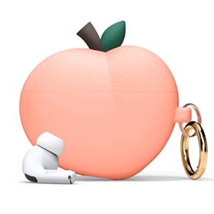 elago compatible with airpods pro 2 case, peach 3d design case compatible with airpods pro 2nd generation, keychain included