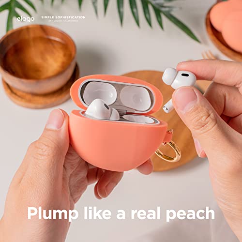 elago Compatible with AirPods Pro 2 Case, Peach 3D Design Case Compatible with AirPods Pro 2nd Generation, Keychain Included