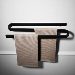 liruxun aluminum bathroom towel holder towel ring hanger storage shelf towel rack rail bathroom accessories towel rack wall mount black (color : e, size