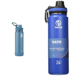 takeya actives insulated stainless steel water bottle with spout lid, 24 ounce, bluestone & originals vacuum insulated stainless steel water bottle, 24 ounce, navy