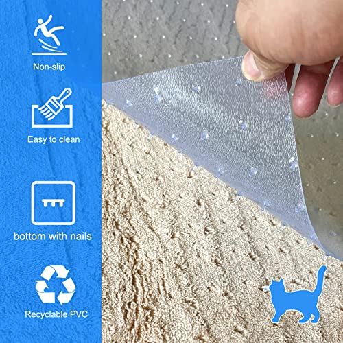 5.2Ft Cat Carpet Protector,Cat Carpet Protector for Doorway,DIY Non Slip Carpet Protector for Pets,Easy to Cut, Carpet Protector Stop Cats from Scratching Carpet at Doorway