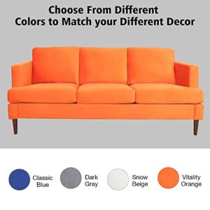 AVZEAR Upholstered Velvet 3-Seat Sofa, Apartment Sofa Sectional Sofa 3 Seater Solid Wood Legs Sofa Couches Bedroom Sofas Mid Century Modern Sofa Couch for Living Room (Orange)