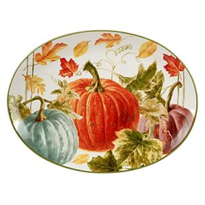 Certified International Autumn Harvest 11" Dinner Plates. Set of 4, Multicolor & Autumn Harvest Oval Platter, 16" x 12", Multicolor