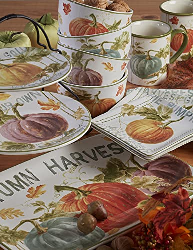 Certified International Autumn Harvest 11" Dinner Plates. Set of 4, Multicolor & Autumn Harvest Oval Platter, 16" x 12", Multicolor