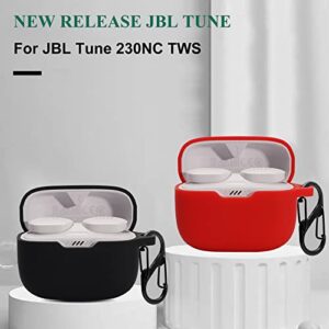 LiZHi for JBL Tune 230NC TWS Case Cover, Soft Silicone Skin Cover Shock-Absorbing Protective Case with Keychain for JBL Tune 230NC TWS True Wireless Headphone, Black