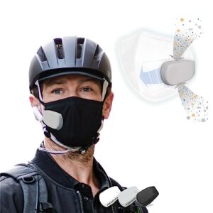 puricurrent-smart, breathe easy and ventilating by extra air, when wearing face mask or respirator. auto-detect and regulate humidity by this mask fan & personal purifier, for more efficient (gray)