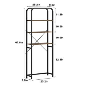 sogesfurniture Over The Toilet Storage, 4 Tier Freestanding Bathroom Organizer, 68’’ Tall Multifunctional Toilet Rack, Compact Bathroom Shelf, Washroom Storage Rack, Rustic Brown