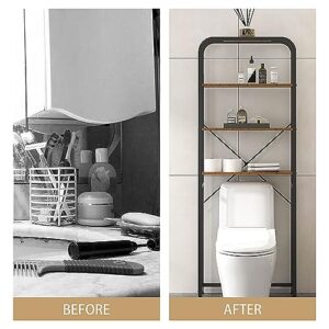 sogesfurniture Over The Toilet Storage, 4 Tier Freestanding Bathroom Organizer, 68’’ Tall Multifunctional Toilet Rack, Compact Bathroom Shelf, Washroom Storage Rack, Rustic Brown