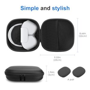 Opoway Hard Case for AirPods Max with Sleep Mode, Upgraded Travel Carrying Headphone Case with Silicone Earpad Cover & Mesh Pocket, Portable Organizer Protective Storage Bag