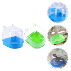 GANAZONO Small Bird Cage 2pcs Caged Bird Bath Hanging Bathtub Bath Box Toy Parrot Water Shower Bowl Cage Accessory for Small Pet Birds Canary Parakeets Budgies Lovebirds Random Color Bird Cage