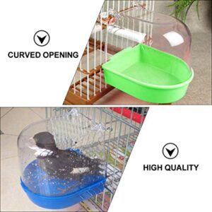 GANAZONO Small Bird Cage 2pcs Caged Bird Bath Hanging Bathtub Bath Box Toy Parrot Water Shower Bowl Cage Accessory for Small Pet Birds Canary Parakeets Budgies Lovebirds Random Color Bird Cage