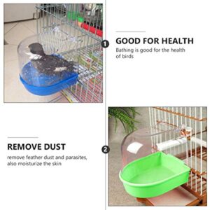 GANAZONO Small Bird Cage 2pcs Caged Bird Bath Hanging Bathtub Bath Box Toy Parrot Water Shower Bowl Cage Accessory for Small Pet Birds Canary Parakeets Budgies Lovebirds Random Color Bird Cage