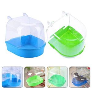 GANAZONO Small Bird Cage 2pcs Caged Bird Bath Hanging Bathtub Bath Box Toy Parrot Water Shower Bowl Cage Accessory for Small Pet Birds Canary Parakeets Budgies Lovebirds Random Color Bird Cage