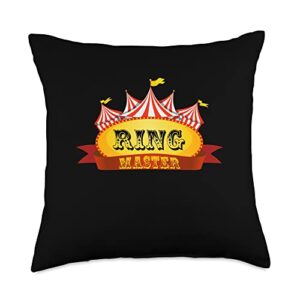 fun circus costume themed gift & accessories funny ringmaster circus staff gifts throw pillow, 18x18, multicolor