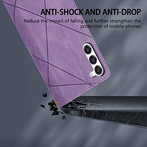 Neiye Compatible with Samsung Galaxy S23 Wallet Case with RFID Blocking Premium Zipper Card Slots Protective Flip PU Splicing Leather Stand Phone Cover for Galaxy S23 Case Wallet(6.1 inch-Purple)