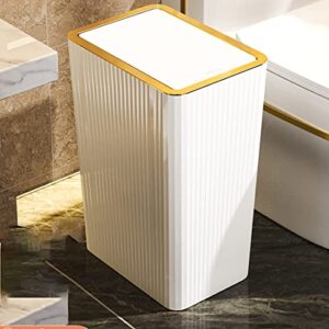 3.3 Gallon Rectangle Trash Can with Top Press Lid，Plastic Slim Garbage Bin, Wastebasket for Narrow Spaces, Kitchen, Bathroom,Bedroom