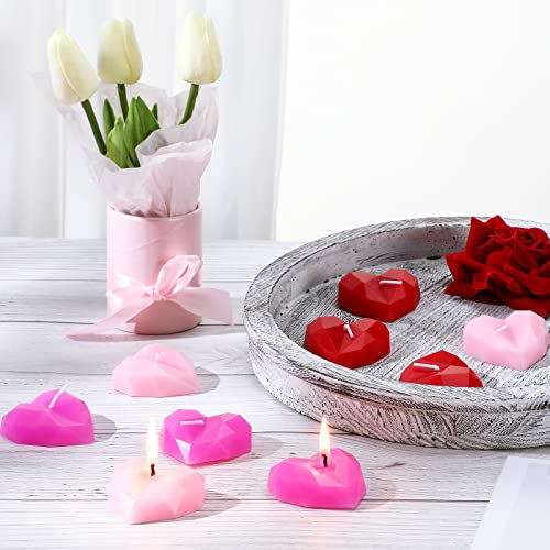 9 Pieces Heart Shaped Candle Valentine Candles Romantic Love Candles for Valentine's Day and Wedding Table Centerpiece Dinner Cake Decor Party Favor (Red, Pink, Purple)