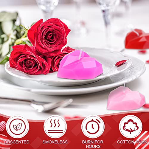 9 Pieces Heart Shaped Candle Valentine Candles Romantic Love Candles for Valentine's Day and Wedding Table Centerpiece Dinner Cake Decor Party Favor (Red, Pink, Purple)