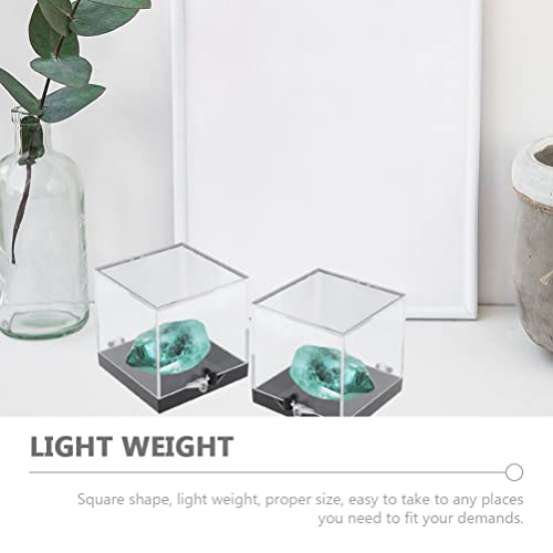 VOSAREA Specimen Display Case Crystal Storage 8pcs Clear Acrylic Box Square Rock Mineral Collection Display Case Specimen Sample Storage Acrylic Show Box Crystal Display Case Trinket Boxes