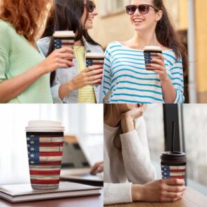 Vintage American Flag Iced Coffee Sleeve, USA Flag Reusable Neoprene Insulated Sleeves Cup Cover Holder for Cold Drinks Beverages 16oz - 18oz