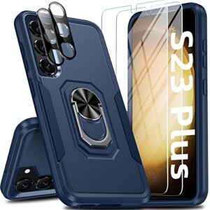 oneagle for samsung galaxy s23+ plus case[6 in 1], samsung s23+ plus shockproof phone case 5g with [360° rotatable kickstand ring][2x lens protectors & 2x screen protectors] 6.6 inch