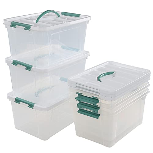 Ggbin 6-Pack 14 Quart Latching Box with Handle, Clear Plastic Storage Bin