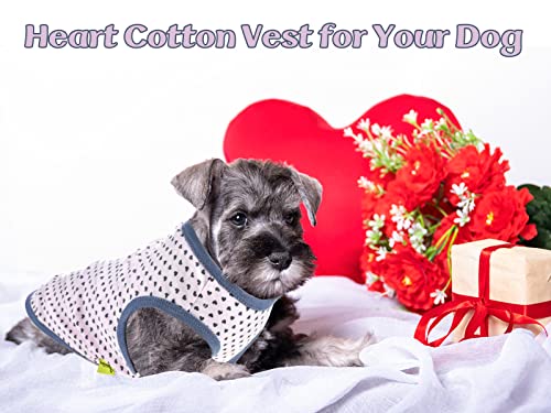 CooShou 3 Pcs Dog Holiday Shirts Pet Soft Cotton T-Shirts Outfits Heart Pattern Puppy Shirt Dog Spring Summer Lightweight Pet Tank Top Puppy Outfit