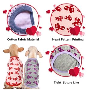 CooShou 3 Pcs Dog Holiday Shirts Pet Soft Cotton T-Shirts Outfits Heart Pattern Puppy Shirt Dog Spring Summer Lightweight Pet Tank Top Puppy Outfit