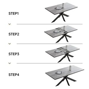 ZckyCine 6-8 People Modern Dining Table Rectangular Kitchen Dining Table Space-Saving Expandable Dining Table Metal Frame