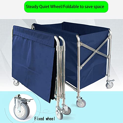 CXWAWSZ Collapsible Laundry Cart on Wheels Large Folding Laundry Cart Commercial Laundry Baskets, 12 Bushel (400L) Heavy Duty Laundry Cart, Removable Liner Bag 300 LB Weight Capacity