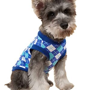QWINEE Geometric Pattern Dog Tank Top Soft Stretchy Sleeveless Cat Puppy Vest for Small Medium and Large Dogs Cats Kitten Blue XS