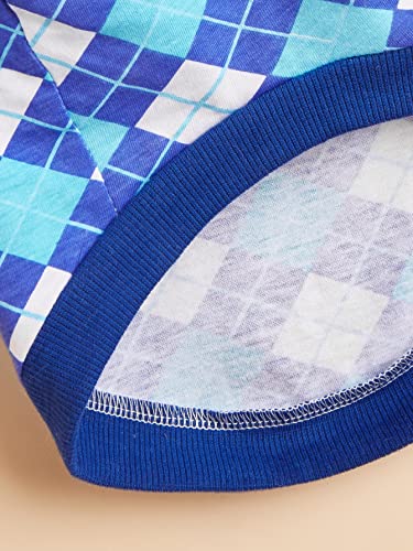 QWINEE Geometric Pattern Dog Tank Top Soft Stretchy Sleeveless Cat Puppy Vest for Small Medium and Large Dogs Cats Kitten Blue XS